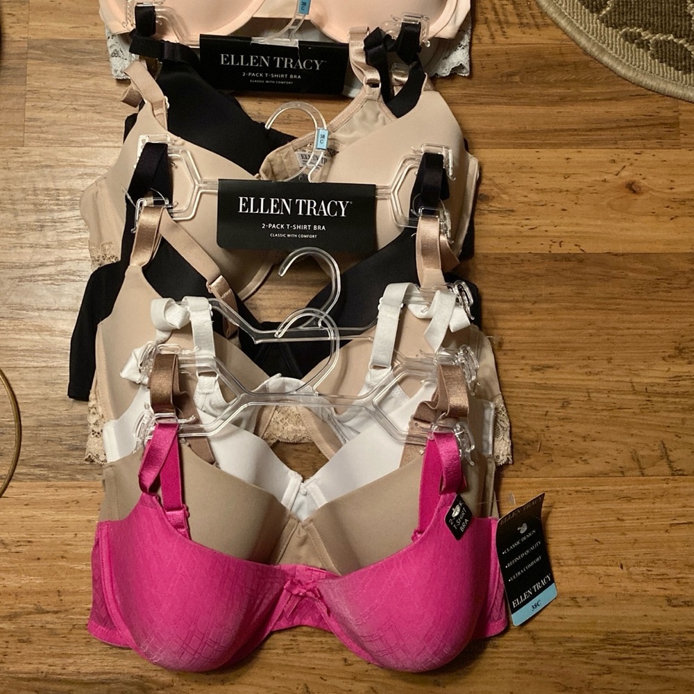 Ellen Tracy 38 C T shirt bra, 9 various colors.